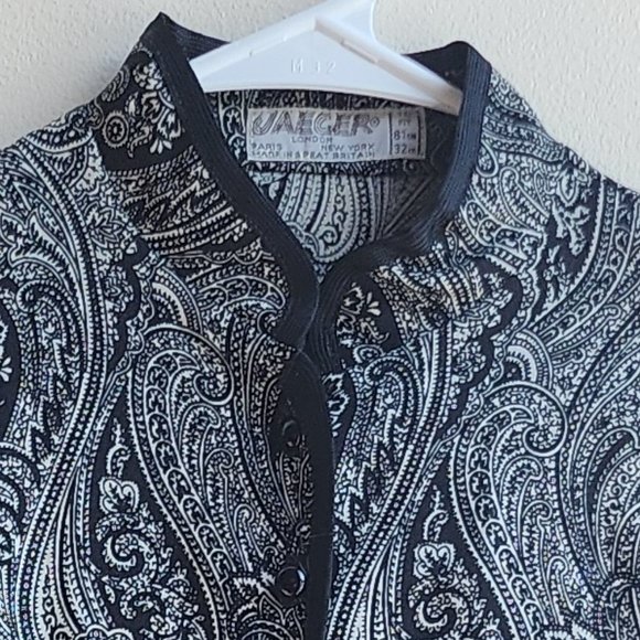 Jaeger Vintage 100% Wool Paisley Button Down Shirt Size Small - Picture 7 of 16